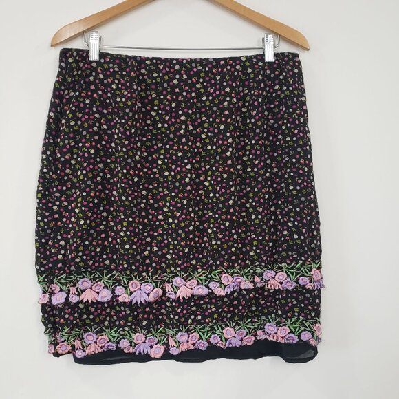 Y2K Focus By Shani Floral Embroidered Skirt Size 16 Fairy Grunge Boho Cottage - Picture 3 of 7